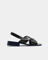 Black slingback sandals in black Italian leather with timeless style for everyday wear