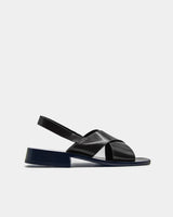Comfortable flat slingback sandals in black leather for women Australia