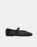 side view black nappa ballet flats—flexible slip-resistant outsole