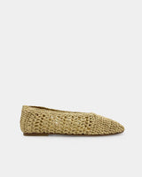 side profile raffia ballet flats—leather outsole detail