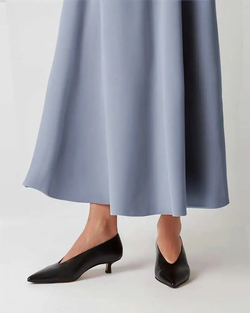 elegant kitten heels pair with skirt