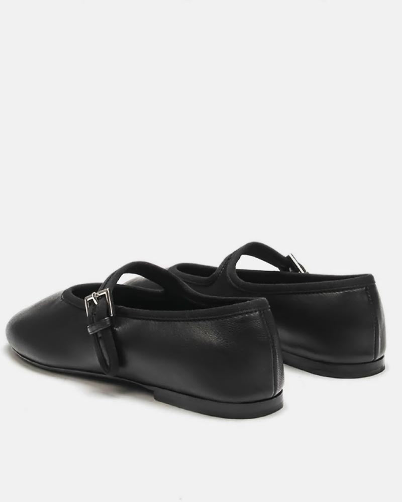 black ballet flats in soft leather 