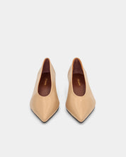 Beige kitten heels women's with comfortable leather padded insole