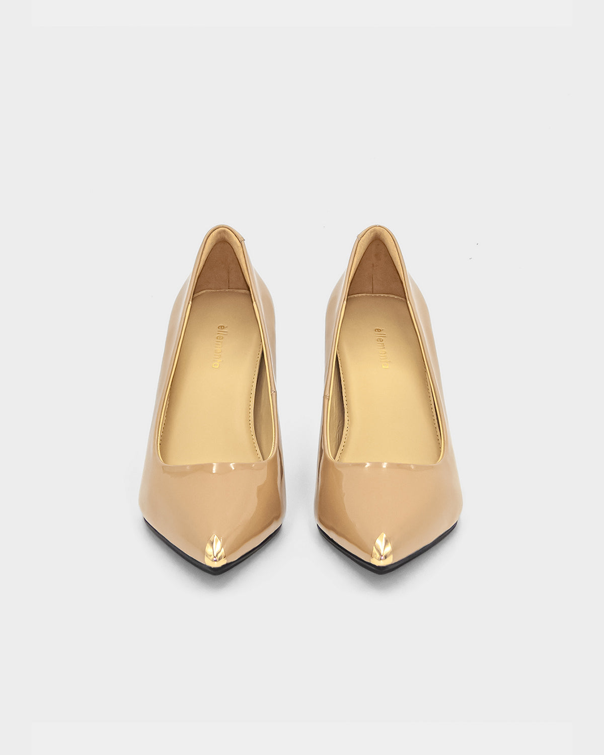 Pair of nude leather high heel pumps