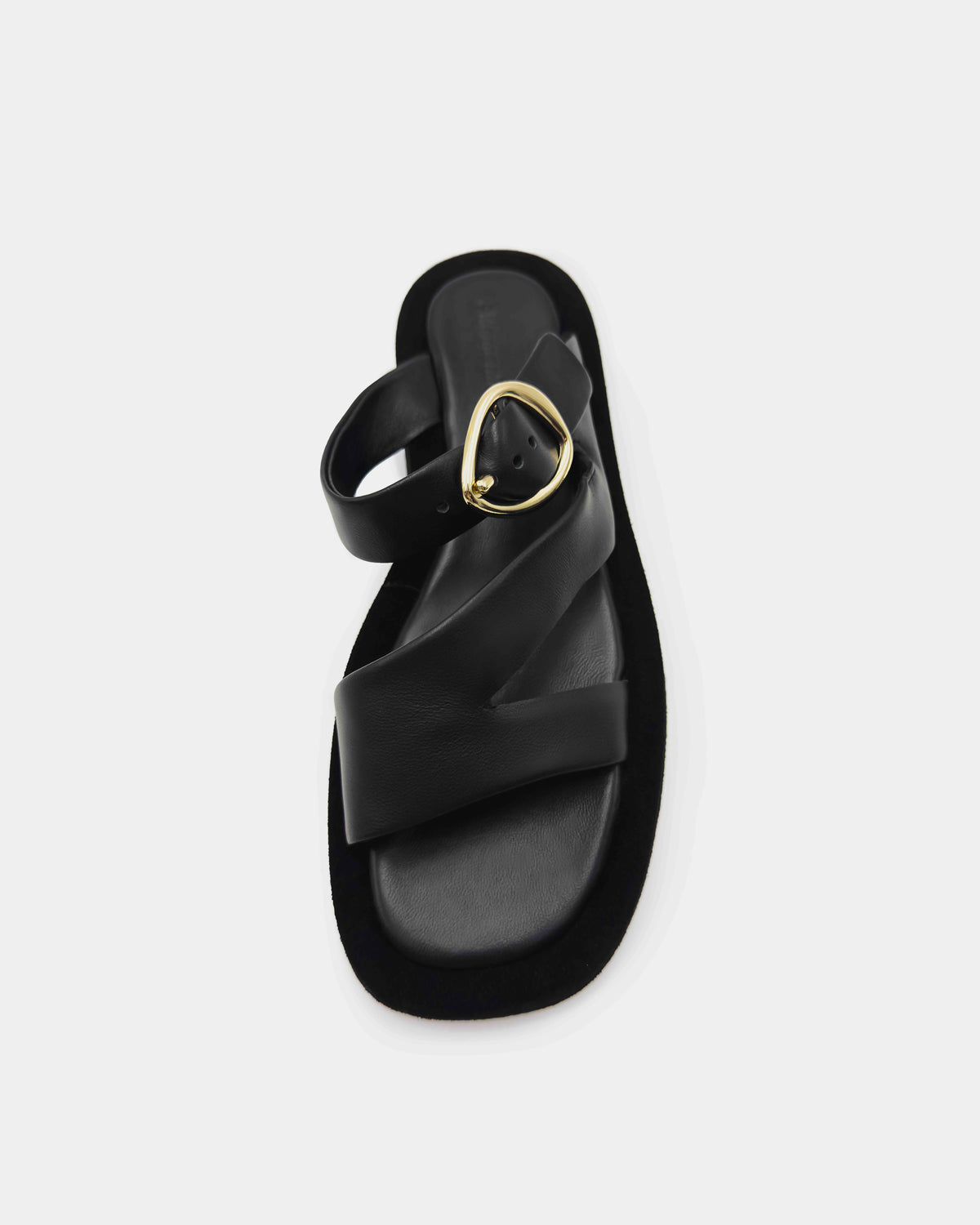 Black platform sandals with cushioned leather footbed 