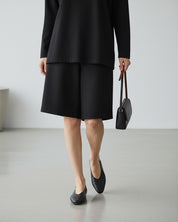 women’s black leather convertible ballet flats with cushioned footbed