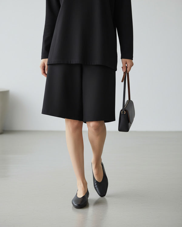 women’s black leather convertible ballet flats with cushioned footbed