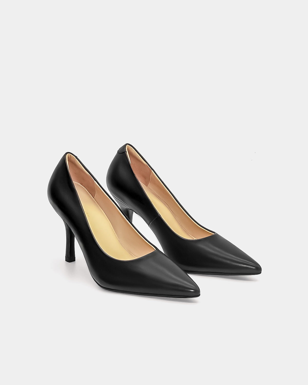 Black heeled pumps leather for women with closed toe ideal dress and work shoes