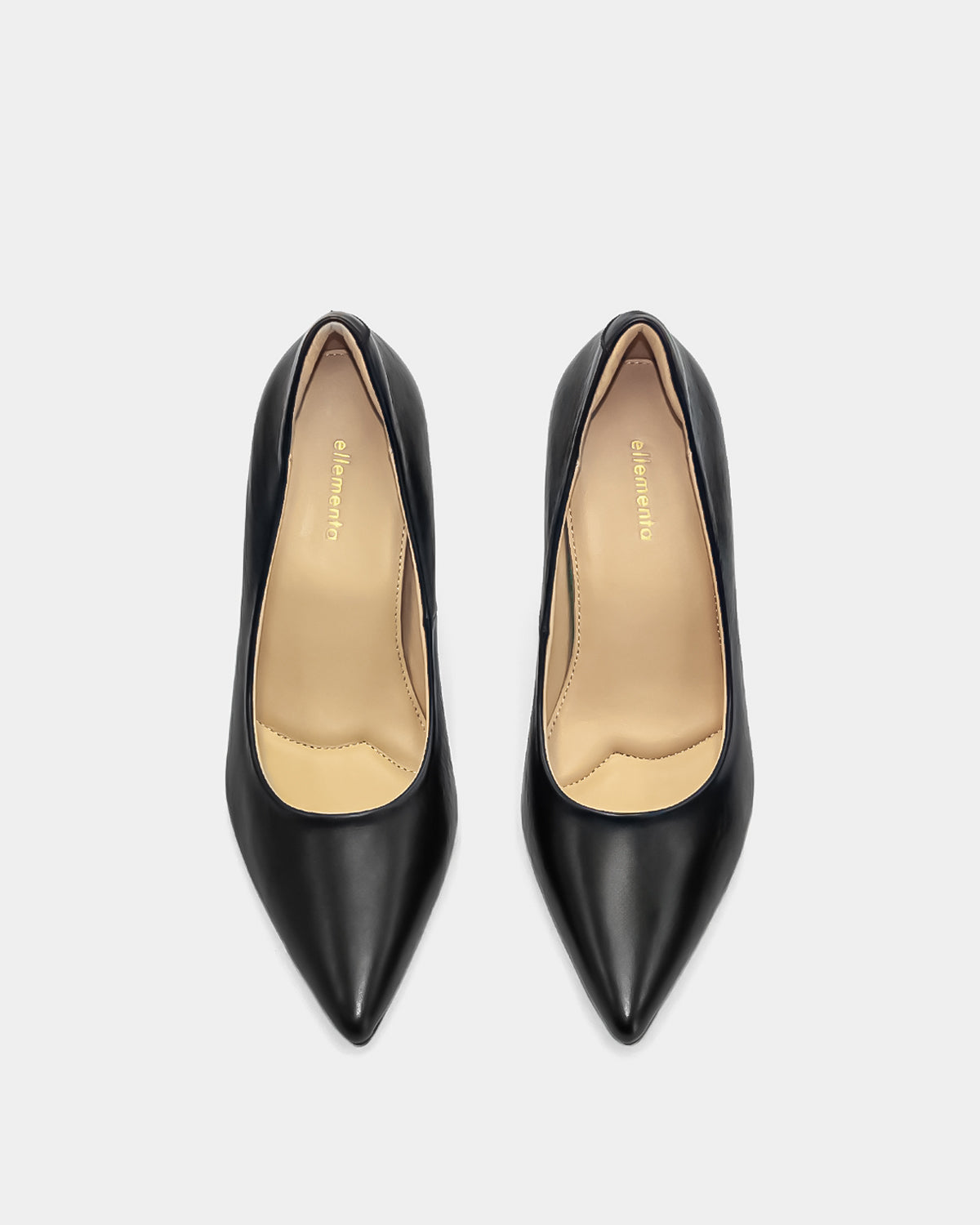 Comfortable black heeled pumps with cushioned insole and supportive padding
