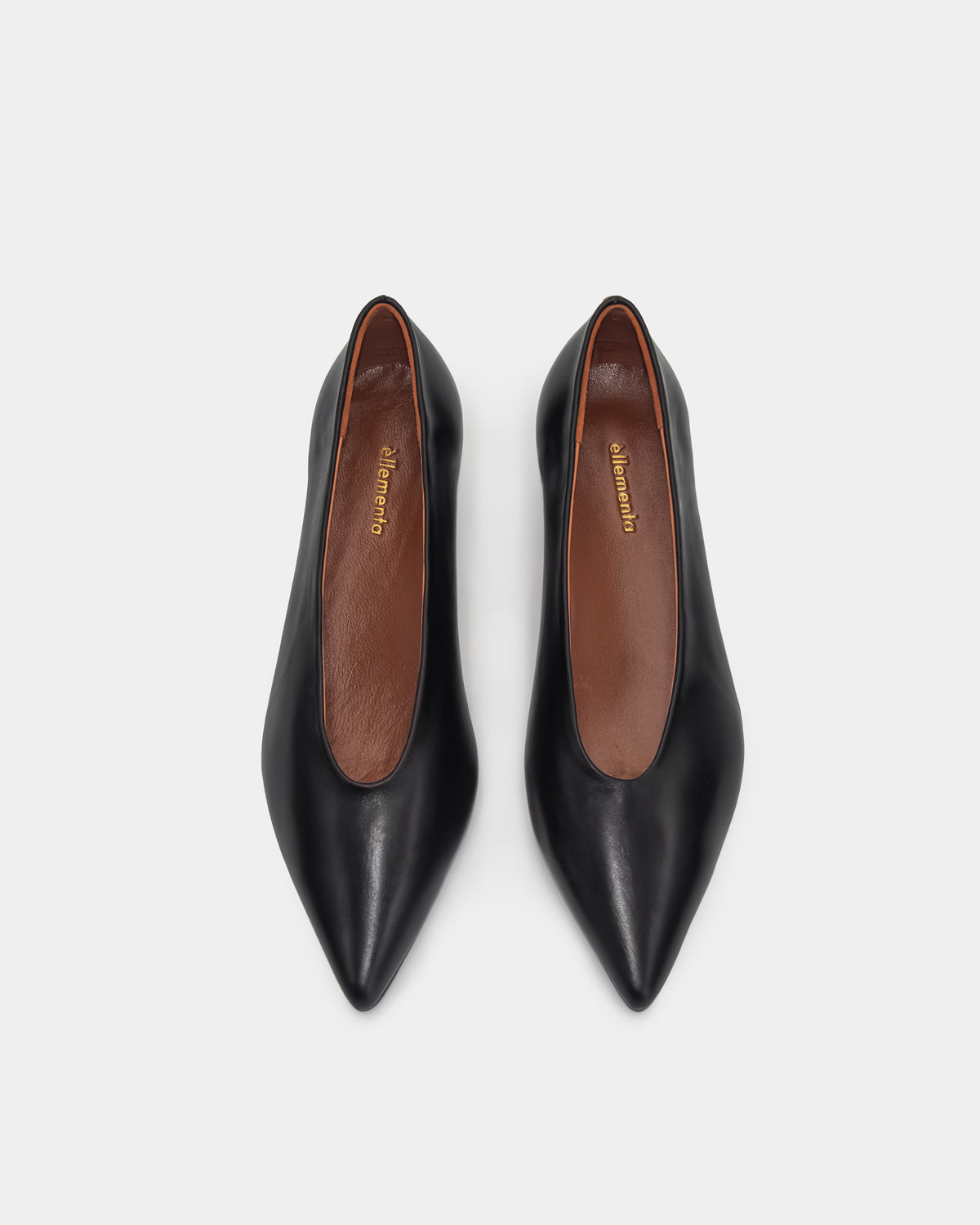 Supple calf leather black kitten heels with padded insole for comfort