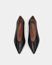 Supple calf leather black kitten heels with padded insole for comfort