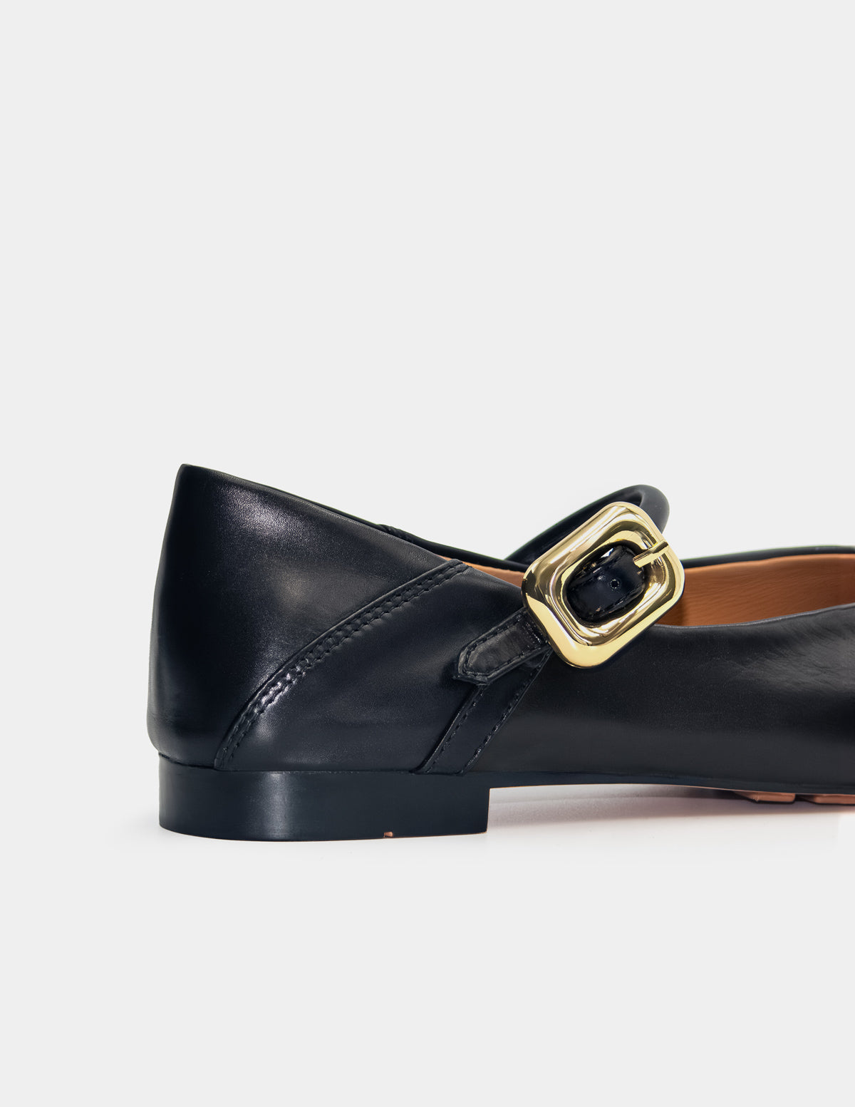 Black Mary Jane flat shoe with adjustable buckle strap