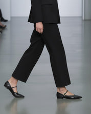 Black Calf Leather Mary Jane Flats