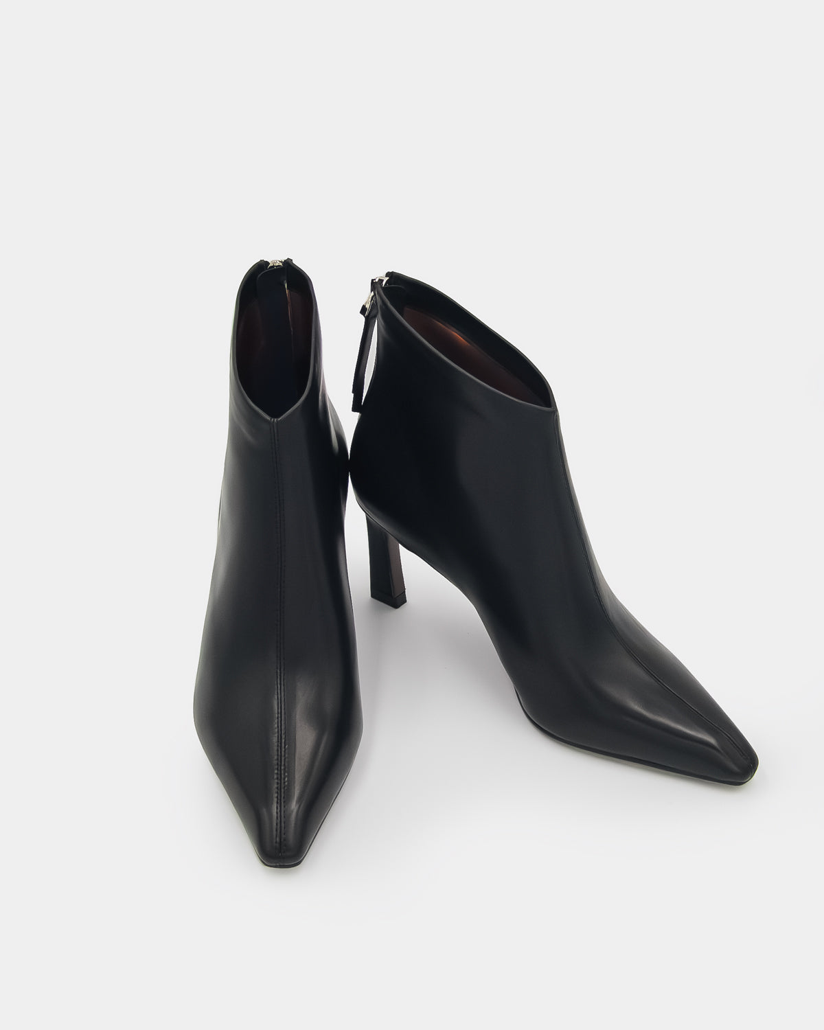 Comfortable black calf leather heeled ankle boots for women Australia