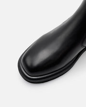 Women's Chelsea boots black leather wide fit square toe