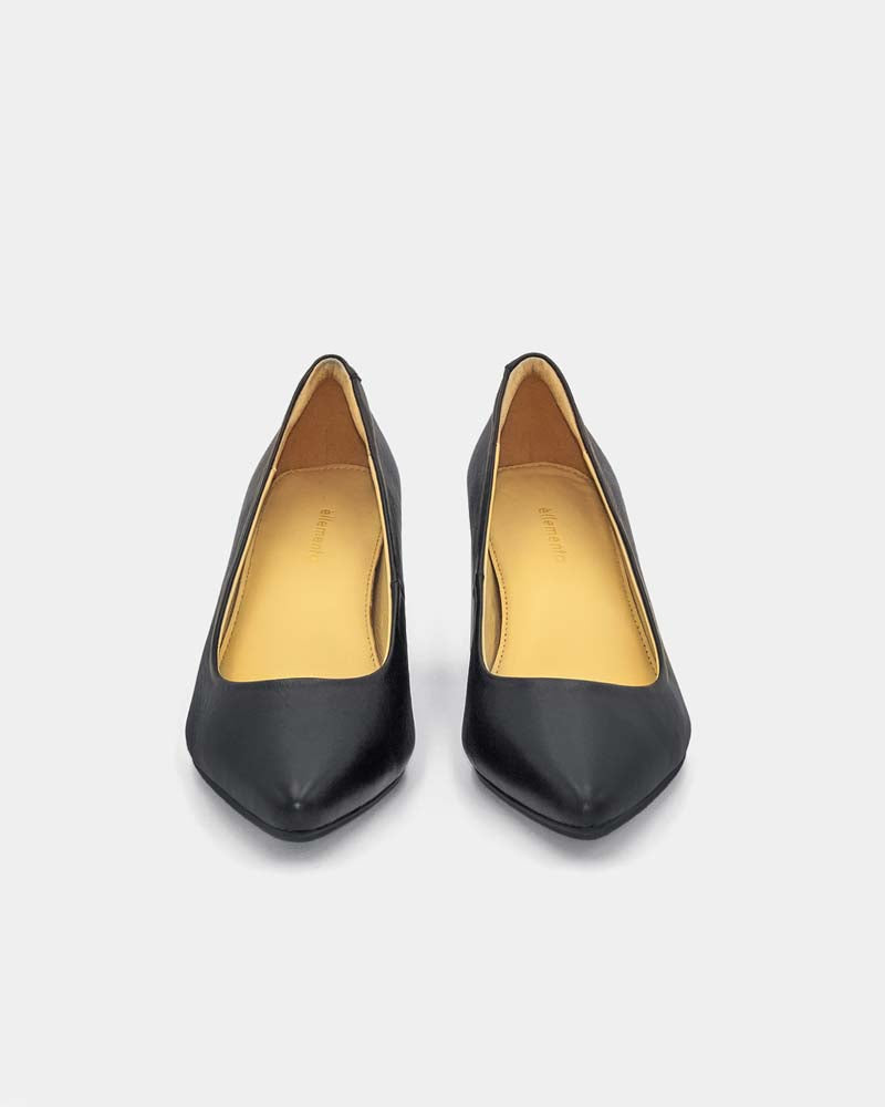 Black block heels crafted from Australia K-leather 
