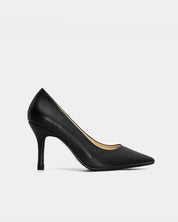 Black leather heels in classic pumps style perfect office shoes for women