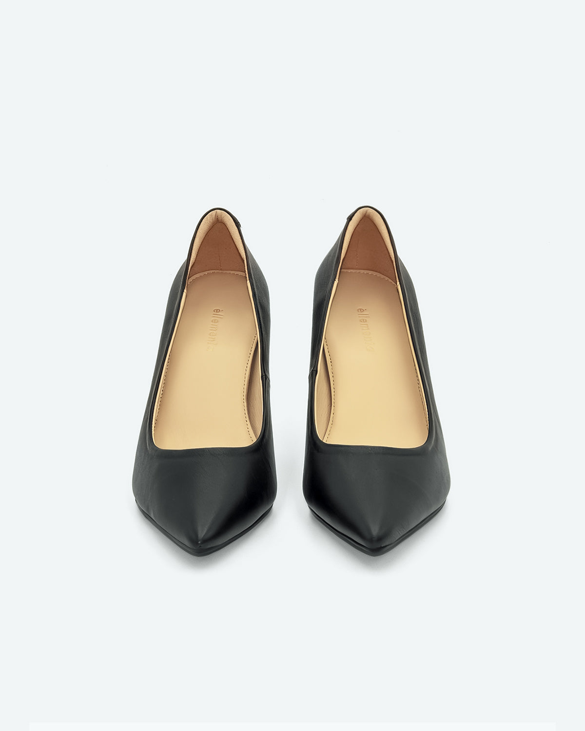 black high heel pumps in leather with cushioned support