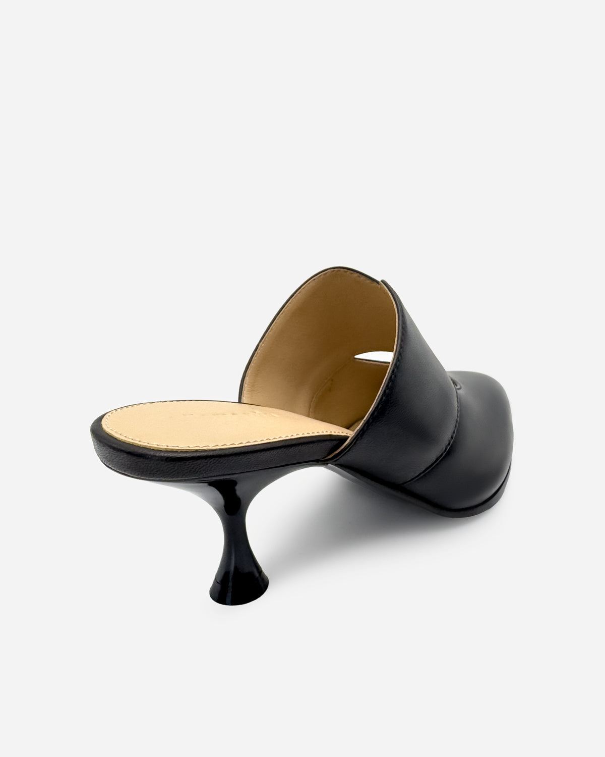 Black kitten heel mules leather women Australia