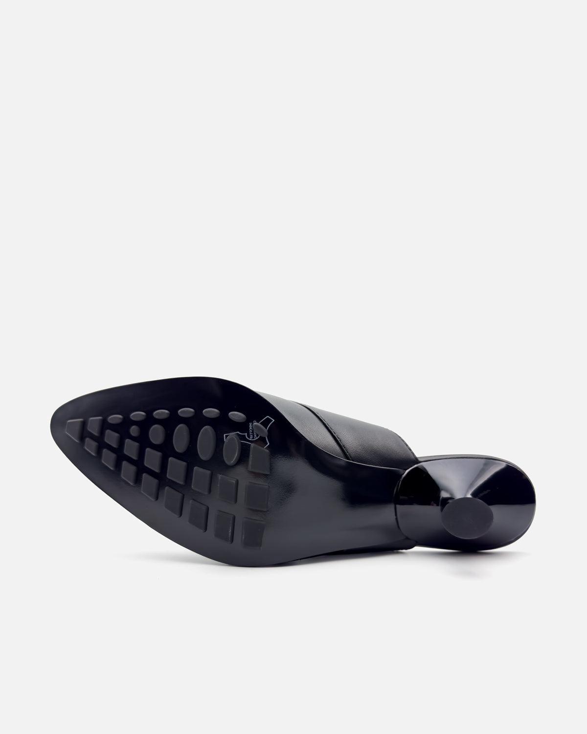 Rubber-injected leather sole of black mules
