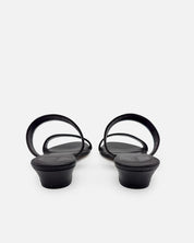 Black low heel strappy sandals in leather