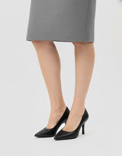 Black calfskin comfort pumps with 8 cm heel and hidden platform – all-day professional wear