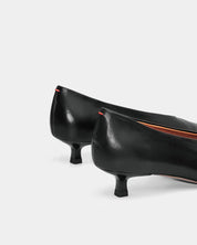 Black kitten heel with balanced heel counter