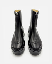 Black ankle boot platform for women in leather with front zipper Australia