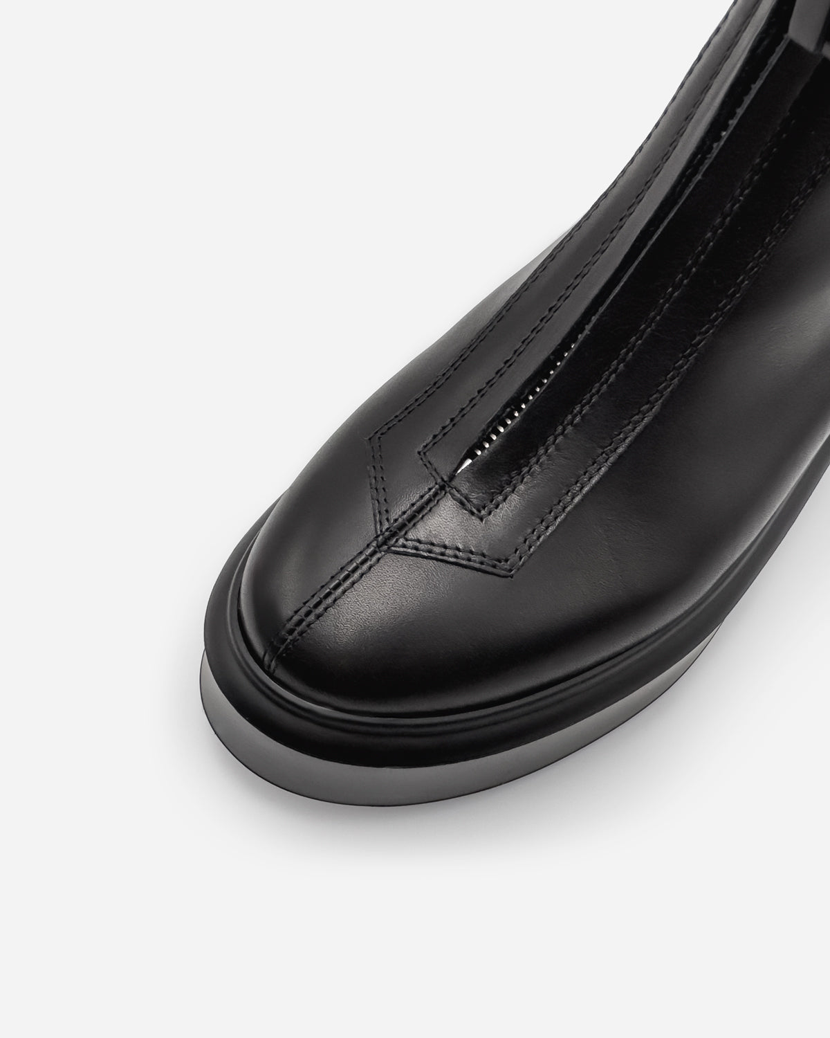 Black ankle boots leather with platform and from zipper for everyday comfort