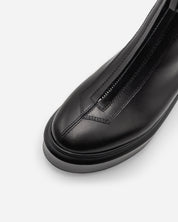 Black ankle boots leather with platform and from zipper for everyday comfort