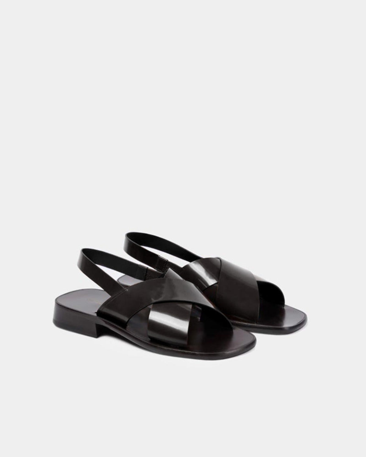 Women's black leather slingback sandals