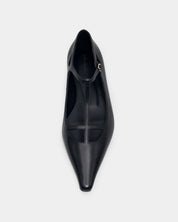 Women's T strap flats in black leather with padded insole