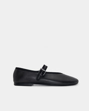 side view black nappa ballet flats—flexible slip-resistant outsole