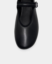 Black ballet flats in leather for women with wide fit toe box
