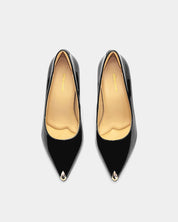 Patent back comfort heels with cushioned leather insole for all-day wear