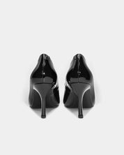 Patent black heeled pumps comfortable with stable heel counter