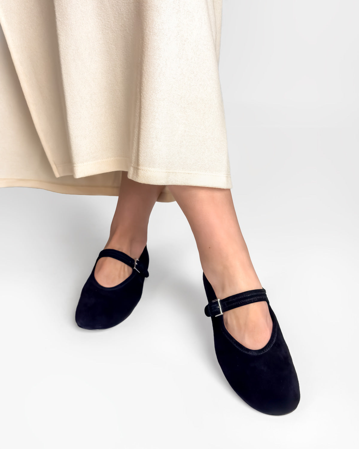 Suede ballet flats in black with strap for women flat dress shoes Australia