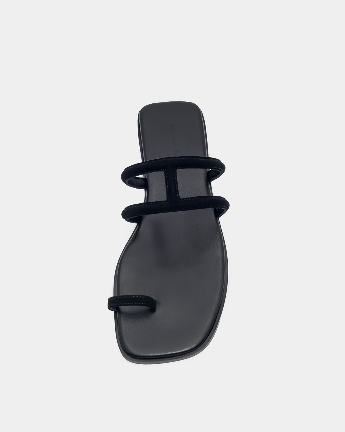 Comfortable black slide sandals leather straps and toe ring for women