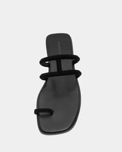 Black Slide sandal with suede thin straps