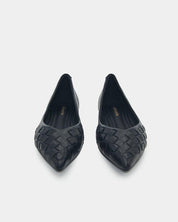 black woven leather ballet flats pointed toe sleek and comfy women
