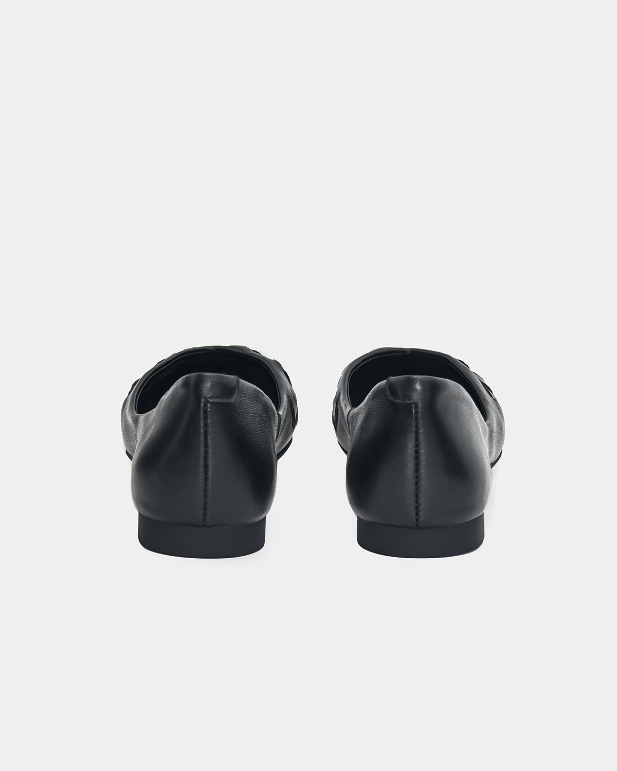 Black ballet flats in leather women's office shoes and work flats