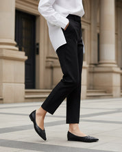 black leather ballet flats woven upper professional women flats Australia