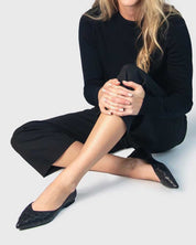 women’s shoes black leather ballet flats woven finish work flats