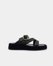 Black Suede Sandals with buckle Strap