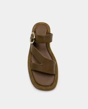 Brown sandal with straps with cushioned leather footbed