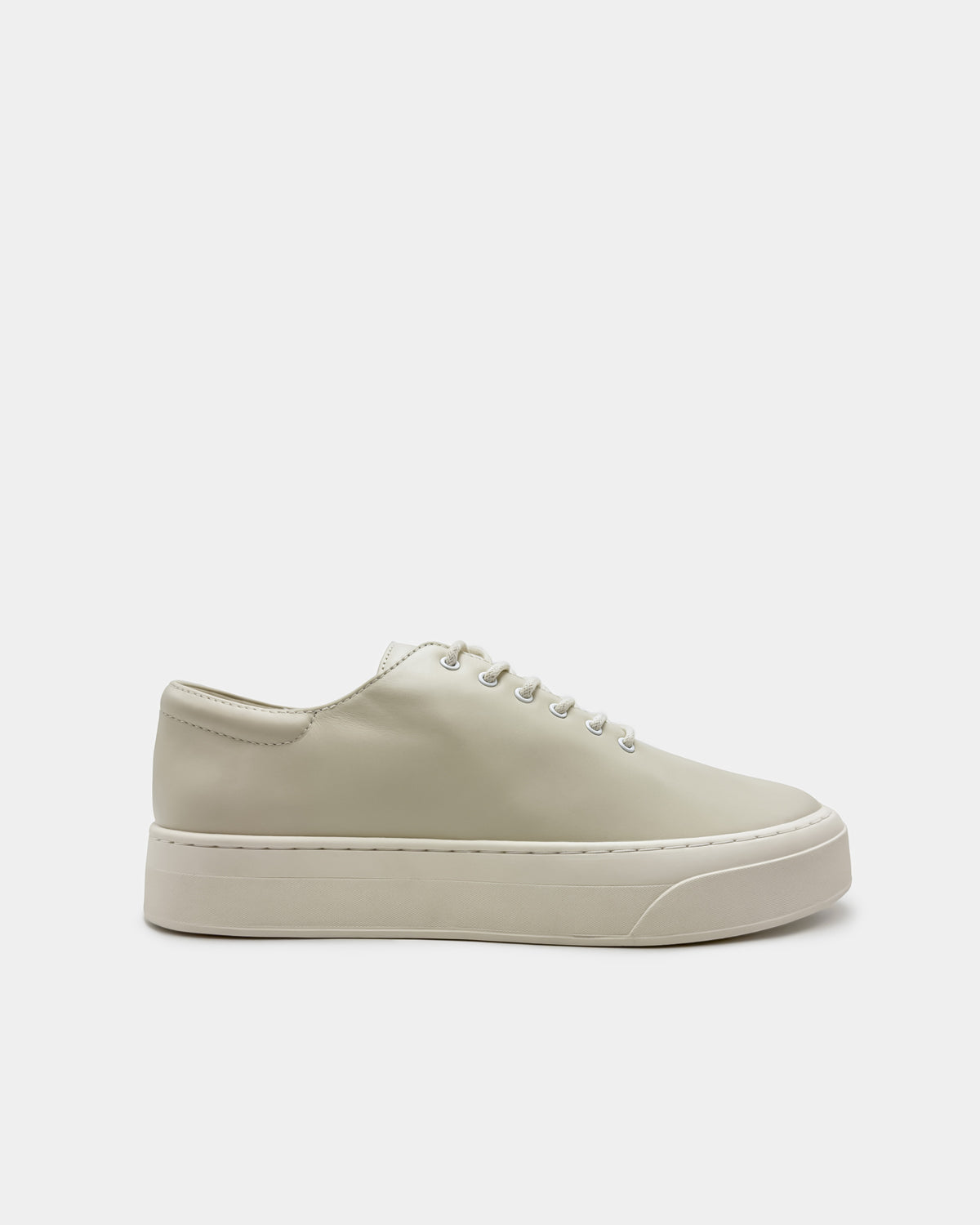 Creamy white platform sneakers for women in calf leather 