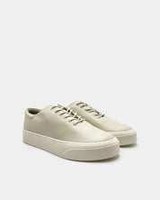 Creamy white platform sneakers for ladies in leather with 3 cm platform