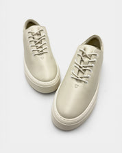 Creamy white women's sneakers platform in premium calf leather 