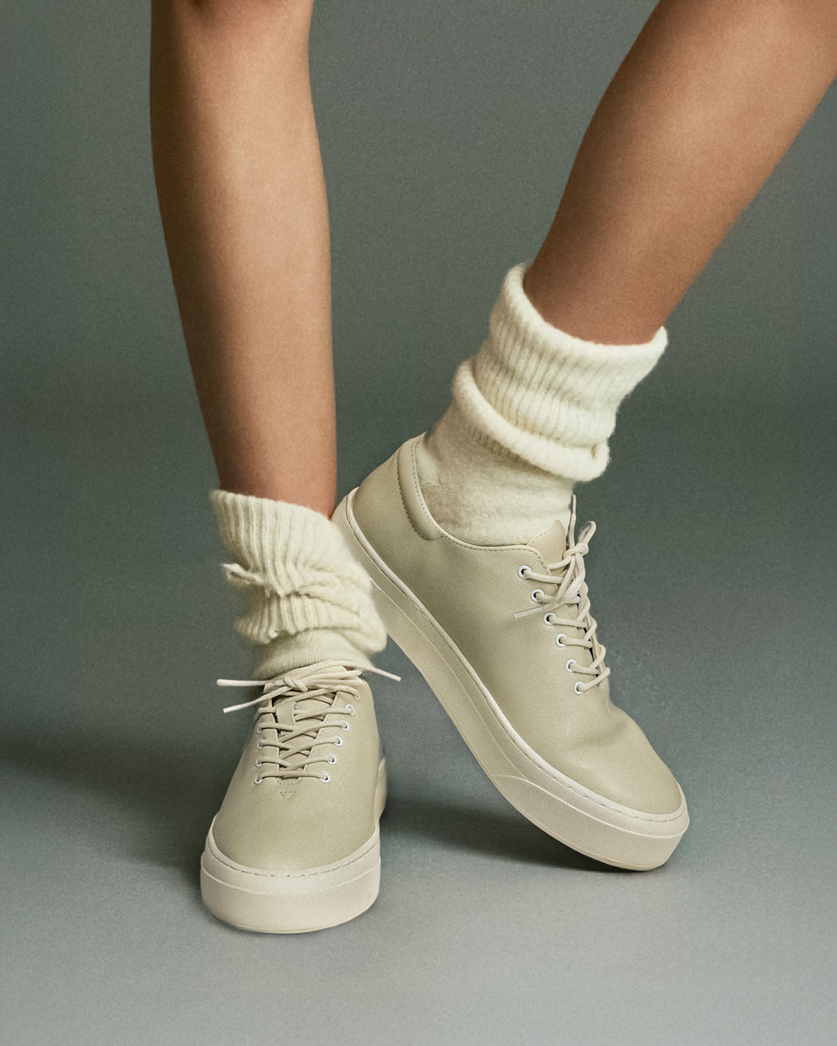 Comfortable women's platform sneaker in creamy white leather Australia