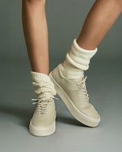Comfortable women's platform sneaker in creamy white leather Australia